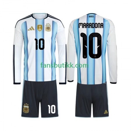 Fotballdrakt Argentina Maradona 10 World Cup Barn Hjemmetrøye 2026 Langermet